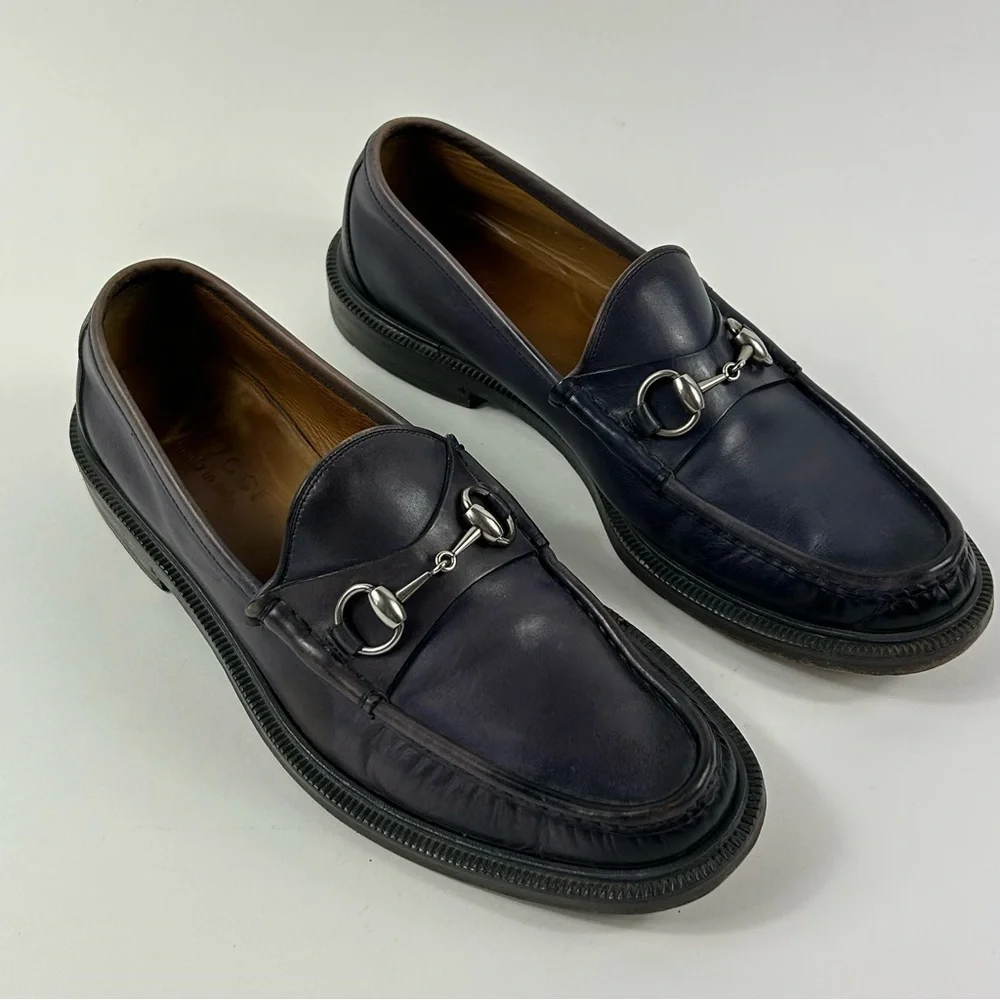 GUCCI Purple Leather Horsebit Loafers Size 7